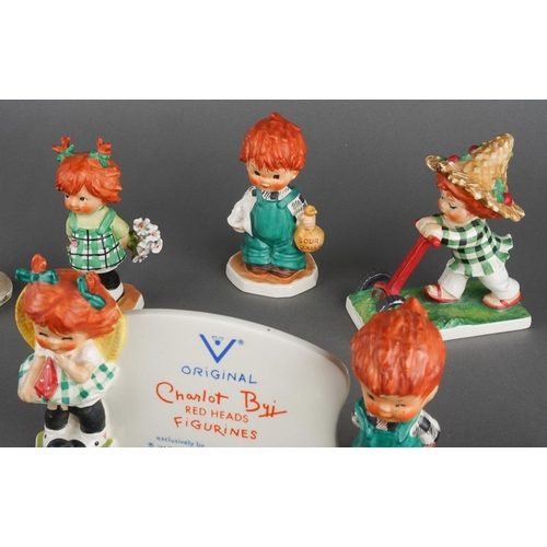 308 - A collection of ten Charlot Byi Red Head figurines and a matching name plaque, including 'Trim Lass'... 