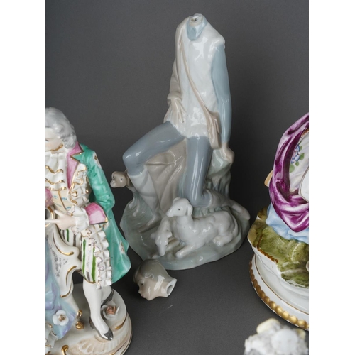 317 - Collection of porcelain figures and figure groups to include Ladro and various Continental, German o... 
