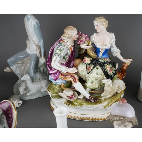 317 - Collection of porcelain figures and figure groups to include Ladro and various Continental, German o... 