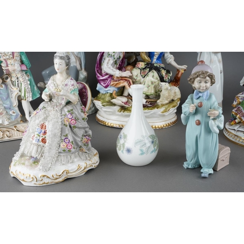 317 - Collection of porcelain figures and figure groups to include Ladro and various Continental, German o... 