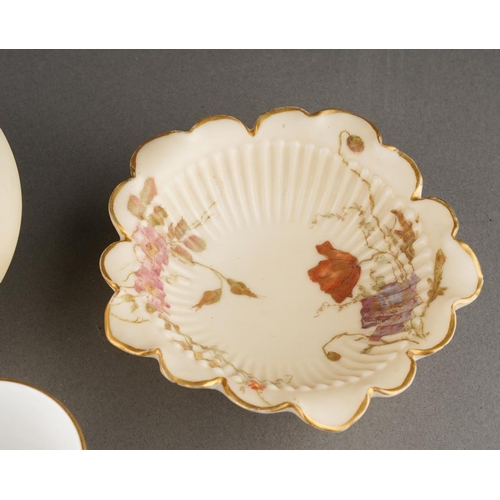 323 - Four pieces of Royal Worcester / Locke & Co porcelain, comprising a blush ivory vase with floral dec... 