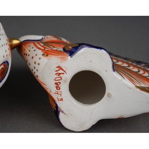 324 - Three late 20th / 21st century novelty Imari palette ceramic fishes, all signed E. Hobday to the bas... 
