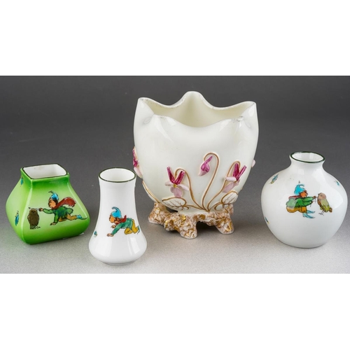 325 - Four pieces of 19th and early 20th century Moore Brothers china, comprising three small vases printe... 