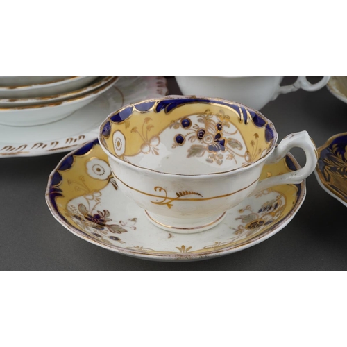 328 - A box of assorted 19th century ceramics, including  a pair of Minton botanical cabinet plates, a par... 