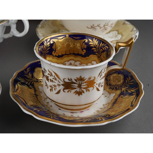 328 - A box of assorted 19th century ceramics, including  a pair of Minton botanical cabinet plates, a par... 