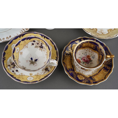 328 - A box of assorted 19th century ceramics, including  a pair of Minton botanical cabinet plates, a par... 