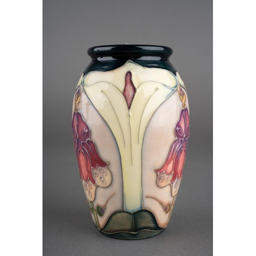 370 - A Moorcroft Foxglove vase designed by Sally Tuffin, impressed and gilt marks, approx 10.5cm high [1]