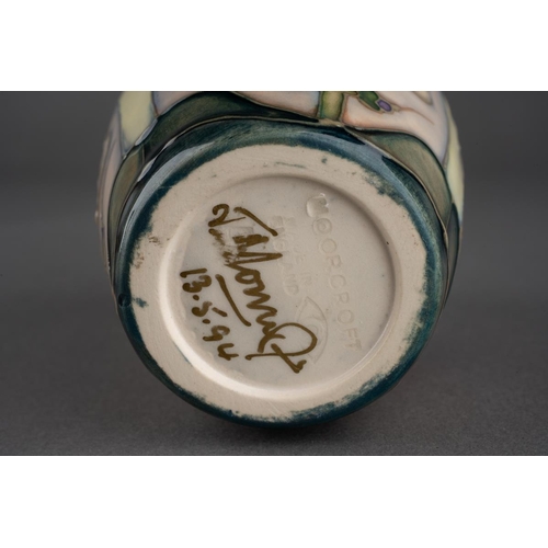 370 - A Moorcroft Foxglove vase designed by Sally Tuffin, impressed and gilt marks, approx 10.5cm high [1]