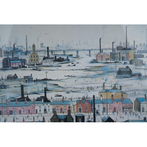 547 - Watercolour of Breedon Hill and three prints including two Lawry ones and aMonet print of cats (4)