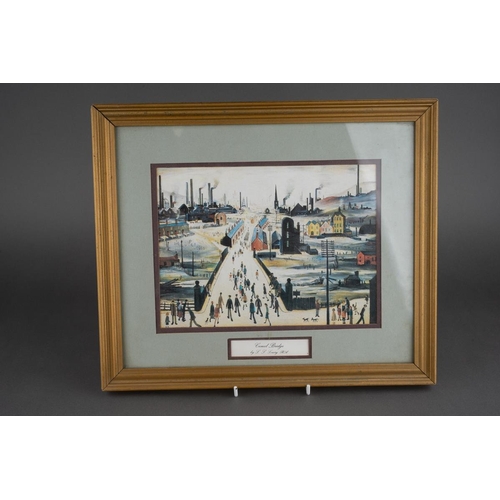 547 - Watercolour of Breedon Hill and three prints including two Lawry ones and aMonet print of cats (4)