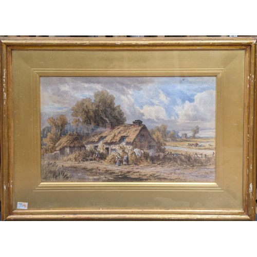 549 - Georgina M Steeple (English, 19th Century)
Children by Cottage
watercolour laid on board, approx 27.... 