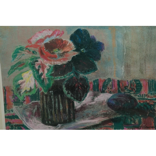 563 - MARY ARMOUR, STILL LIFE OF FLOWERS AND A VASE, colour print, signed in pencil, framed and under glas... 