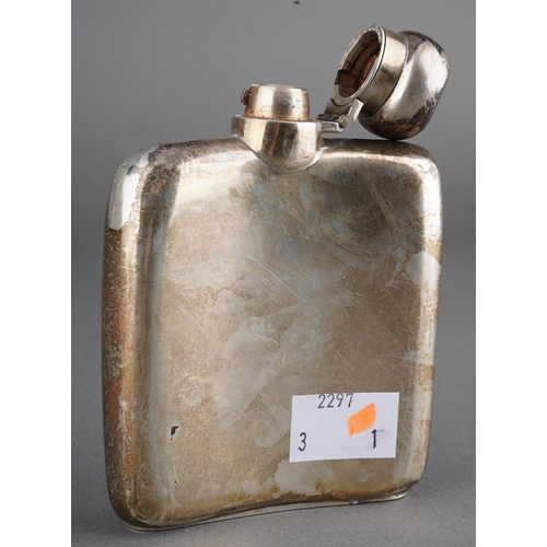 626 - A George V plain silver hip flask, hallmarked Birmingham, 1919, weight approx 108.2 grams [1]