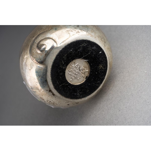 652 - A Dansk novelty pig silver plated paperweight, 5cm and a  pair of Victorian style silver three light... 