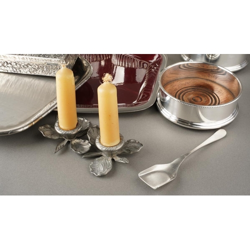 653 - Assorted pewter, plate and EPNS to include a pair of wine coasters, Georgian style sugar bowl and mi... 