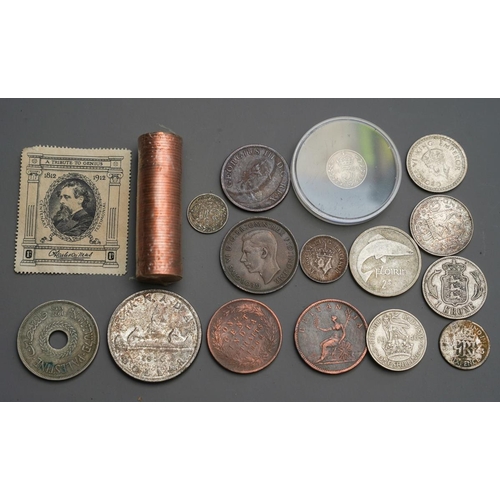 662 - One roll of UNC 1/2 pence coins 
1927 Palestine 20 mils 
1956 Canadian dollar 
1805 Irish half penny... 