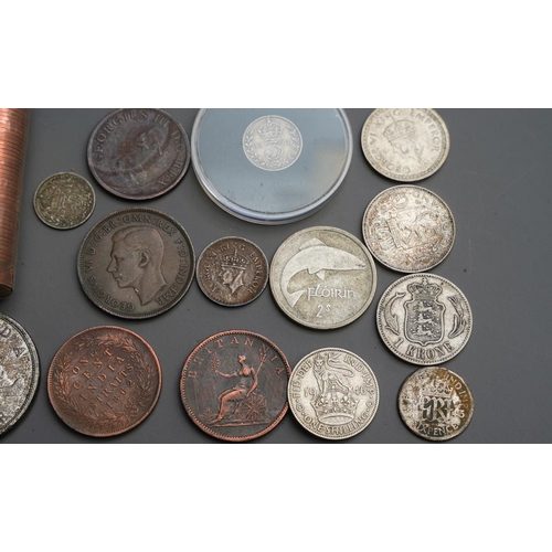 662 - One roll of UNC 1/2 pence coins 
1927 Palestine 20 mils 
1956 Canadian dollar 
1805 Irish half penny... 