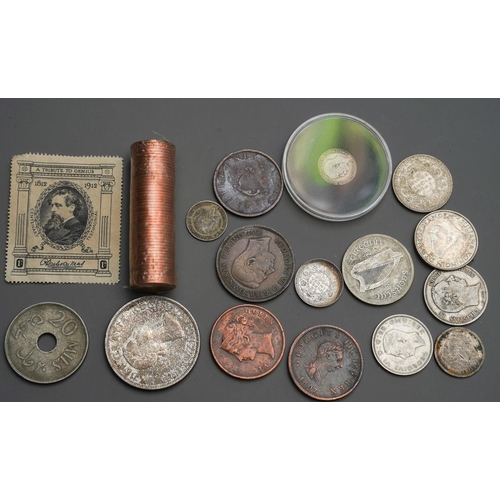662 - One roll of UNC 1/2 pence coins 
1927 Palestine 20 mils 
1956 Canadian dollar 
1805 Irish half penny... 