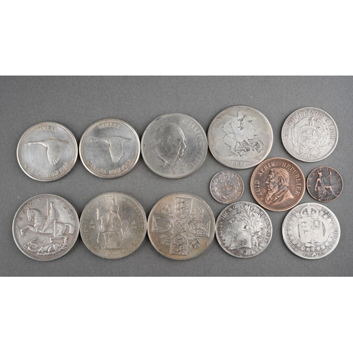 672 - 2x 1967 Canadian silver dollars 
1896 South Africa  21 1/2 shilling coin 
1897 sixpence 
1821 crown ... 