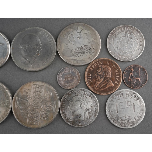 672 - 2x 1967 Canadian silver dollars 
1896 South Africa  21 1/2 shilling coin 
1897 sixpence 
1821 crown ... 