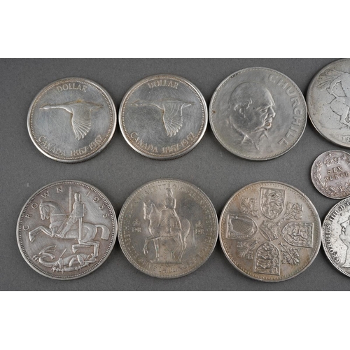 672 - 2x 1967 Canadian silver dollars 
1896 South Africa  21 1/2 shilling coin 
1897 sixpence 
1821 crown ... 