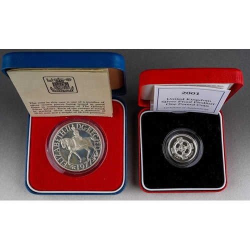673 - 2001 'Celtic Cross' silver proof piedfort one pound coin (encapsulated, boxed with COA) 
1977 QE2 Si... 