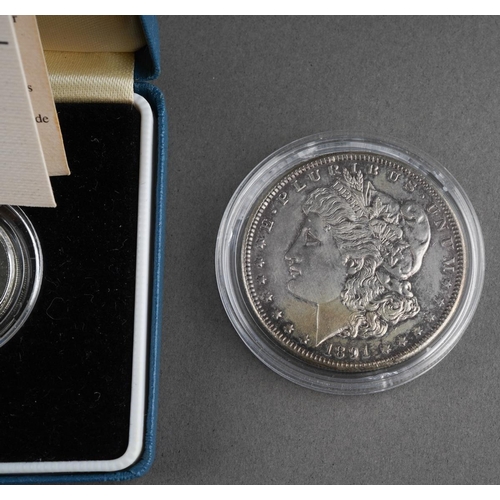 674 - 1891 Morgan Dollar (Philadelpia mint) V.F. 
1986 'N.I FLAX' silver proof one pound coin (encapsulate... 