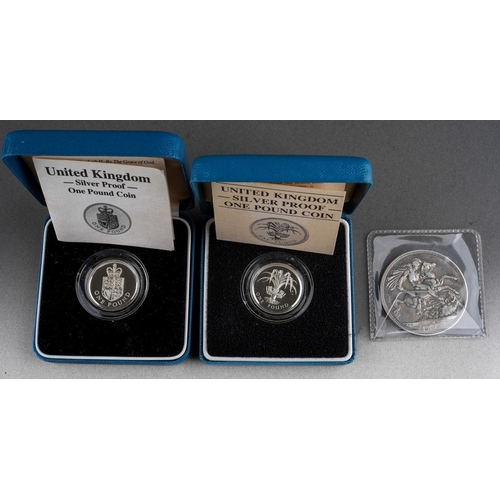676 - 1985 'Welsh Leek' silver proof one pound coin (encapsulated, boxed with COA) 
1988 'crowned shield' ... 