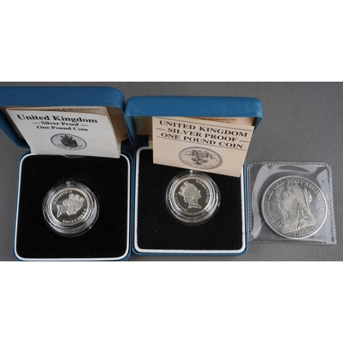 676 - 1985 'Welsh Leek' silver proof one pound coin (encapsulated, boxed with COA) 
1988 'crowned shield' ... 