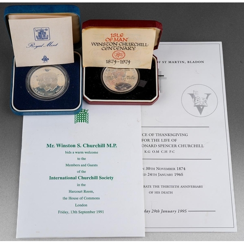 678 - 1981 Charles and Diana silver proof coin (encapsulated, boxed wirg COA) 
1974 Isle of Man Churchill ... 
