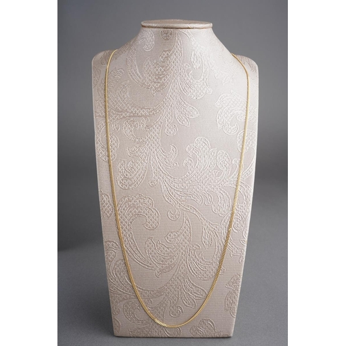 786 - A 9ct gold chain. Hallmarked 9ct gold, approx length 600mm, approx gross weight 3.4 grams.