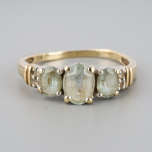 790 - A 9ct gold gem set and diamond ring. Hallmarked 9ct gold, approx ring size R 1/2, approx gross weigh... 