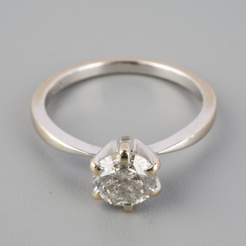 791 - An 18ct gold diamond single stone ring. Estimated/stated diamond weight 1.10cts, assessed colour I-J... 