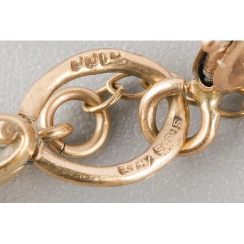 797 - 9ct gold gate link bracelet, approx. 20 cm long, 0.8 cm wide at the widest, approx. gross weight 9.6... 