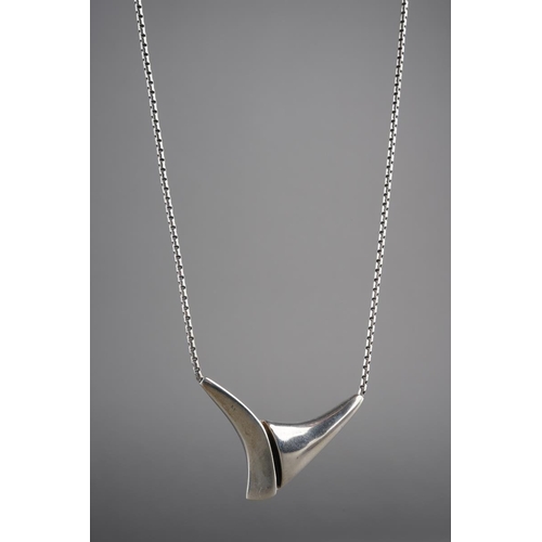 889 - Modernist Danish Nils Erik sterling silver necklace 42.5 cm long, chain fully marked, gross weight a... 