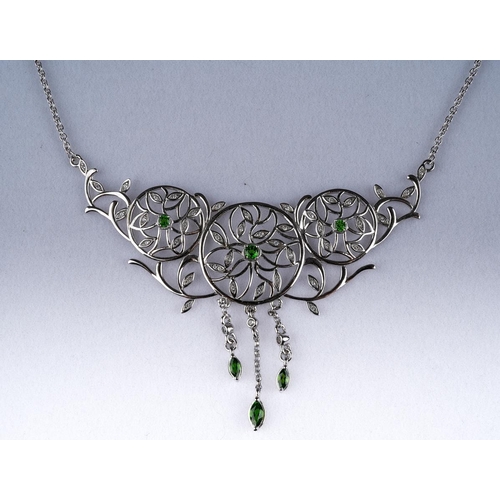 896 - Three pieces of white metal ( marked 925) costume jewellery by TJC to include a gem set enamel neckl... 