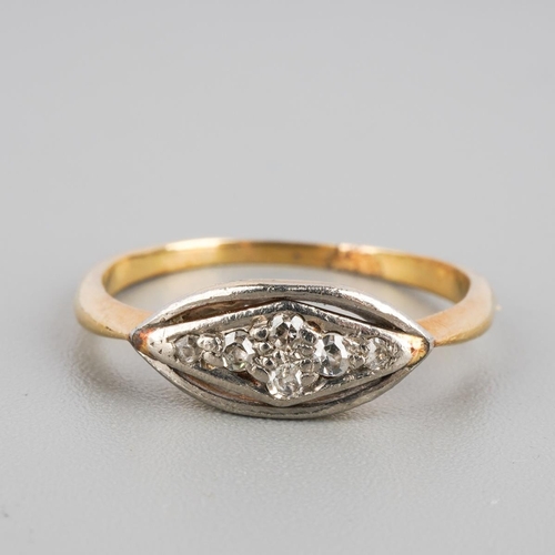 914 - An early 20th century diamond ring. Set with single cut diamonds, stamps worn away, assessed as appr... 