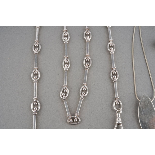 930 - A collection of silver and white metal jewellery. To include a silver necklace (hallmarked), four pa... 