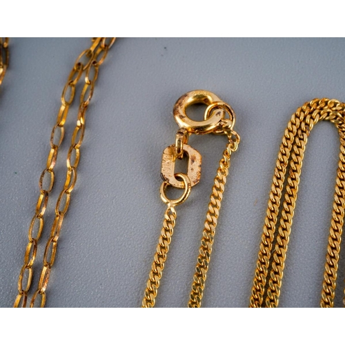 978 - A shell cameo pendant and two chains. Pendant and one chain hallmarked 9ct gold, one chainstamped 37... 