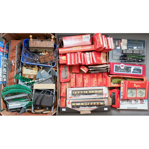 154 - Three boxes of  OO gauge railwayana, mostly Triang, including a boxed R.859 LNER 4-4-0 