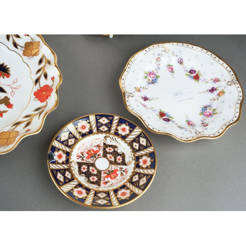 273 - Five assorted Royal Crown Derby plates and two Royal Crown Derby 2451 pattern saucers, the plate pat... 