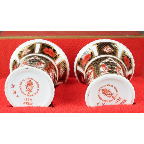 277 - A Royal Crown Derby 1128 Imari pattern conical vase with beaded rims, first quality, printed factory... 