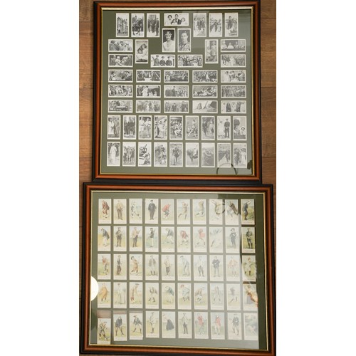 97 - Five frames of vintage and reproduction cigarette cards, including Wills Our King and Queen,nostalgi... 