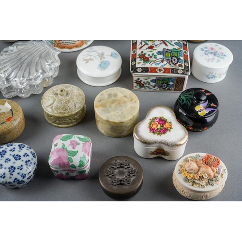 5 - A collection of ring / trinket boxes including two Royal Crown Derby A1297 Imari hexagonal boxes and... 