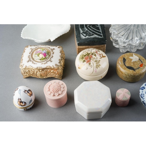 5 - A collection of ring / trinket boxes including two Royal Crown Derby A1297 Imari hexagonal boxes and... 