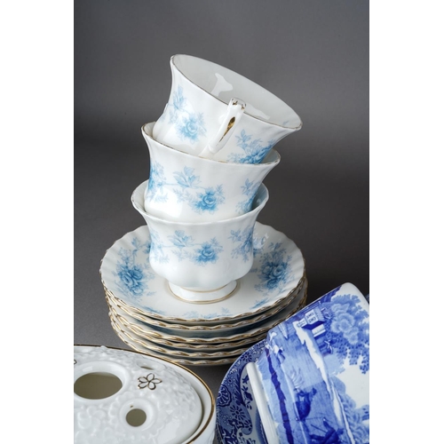 18 - Two boxes of tea and ornamental / giftwares, including four pieces of Royal Crown Derby 