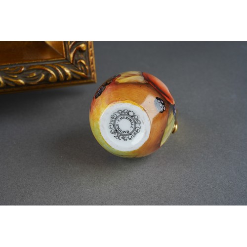 29 - A Royal Worcester rectangular hand painted fruit study plaque of apples and blackberries on a bank, ... 