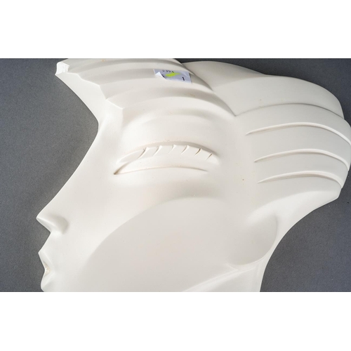 36 - An Art Deco Female portrait profile wall mask, by Lindsey B, approx 39cm long [1]