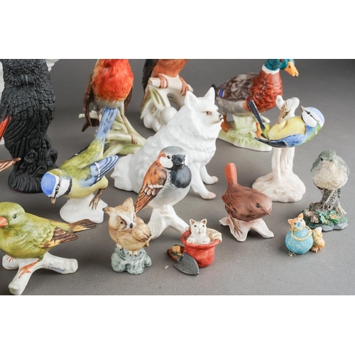 Collection of ceramic bird and animal figures, mostly Goebel to include ...