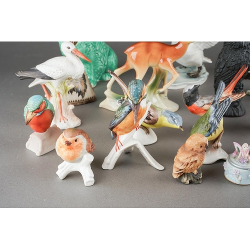 Collection of ceramic bird and animal figures, mostly Goebel to include ...